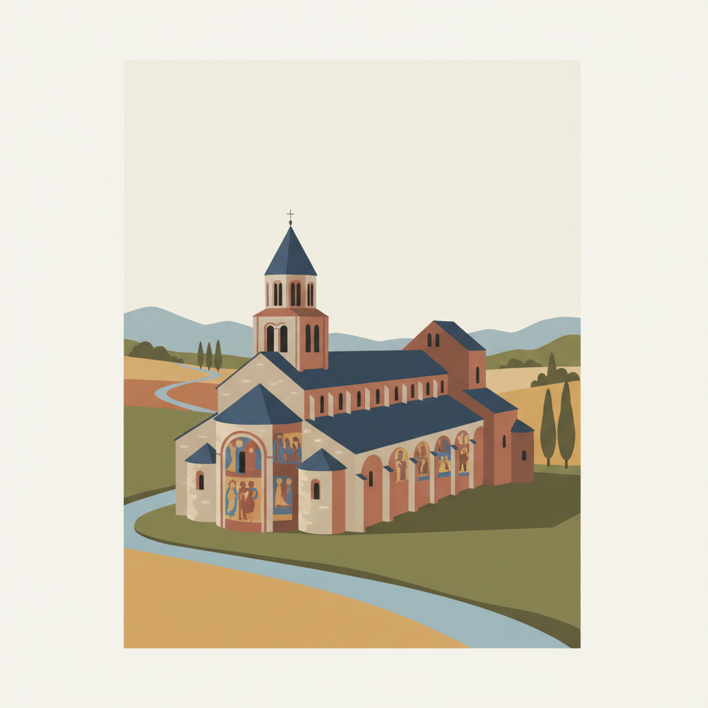 Abbey Church of Saint-Savin sur Gartempe — illustrated travel poster