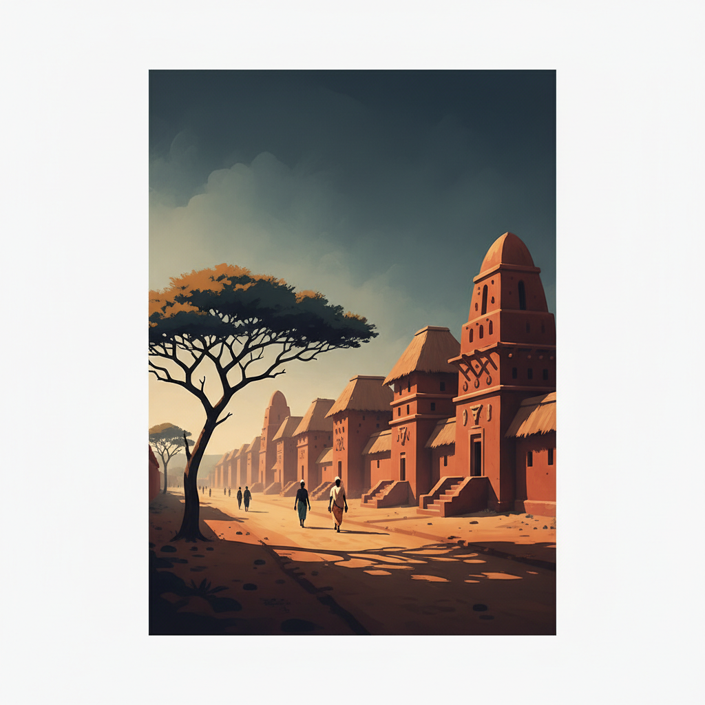 Royal Palaces of Abomey — illustrated travel poster