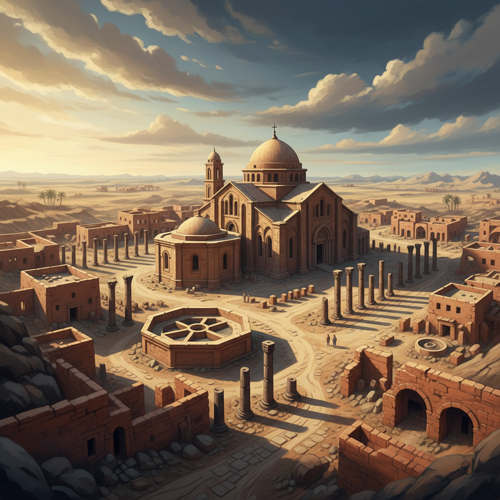 Abu Mena — illustrated travel poster