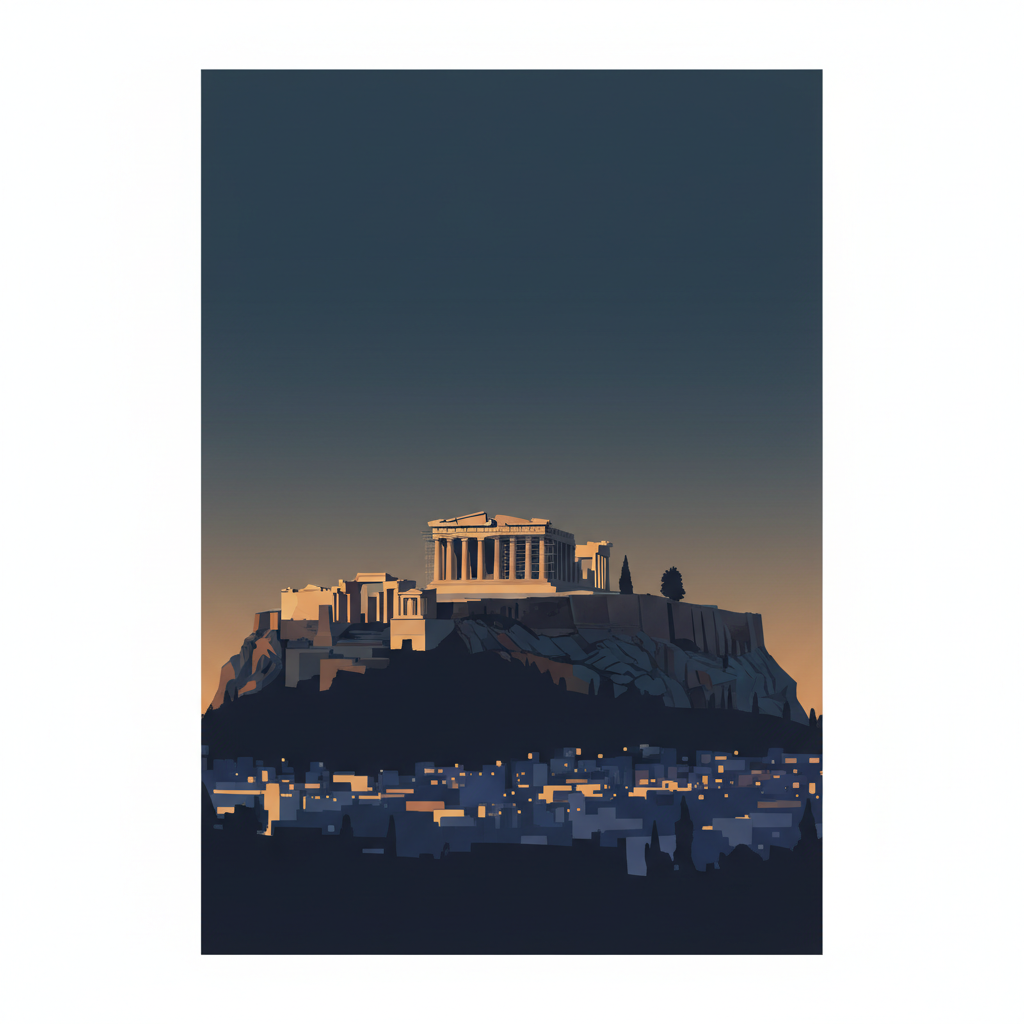 Acropolis, Athens — illustrated travel poster