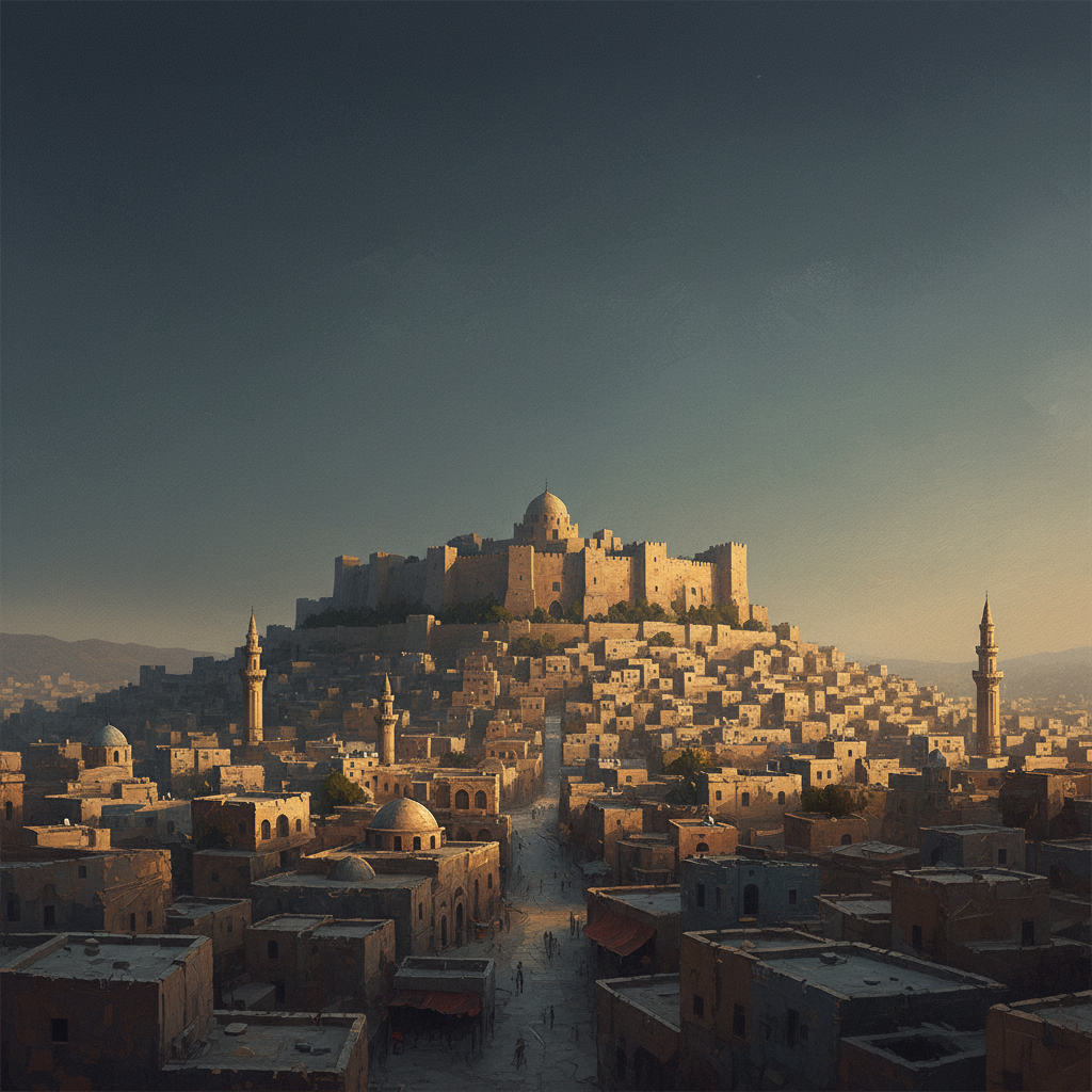 Ancient City of Aleppo — illustrated travel poster