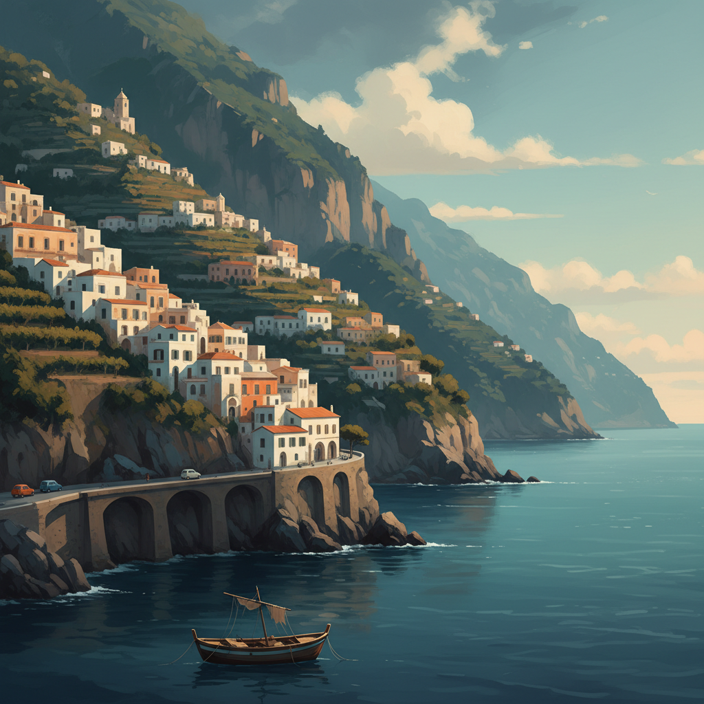 Costiera Amalfitana — illustrated travel poster
