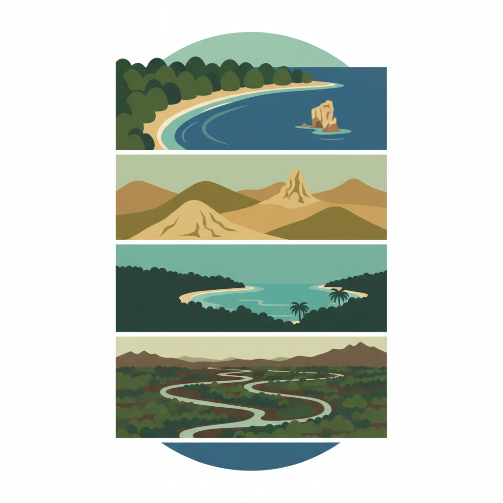 Amami-Oshima Island, Tokunoshima Island, Northern part of Okinawa Island, and Iriomote Island — illustrated travel poster
