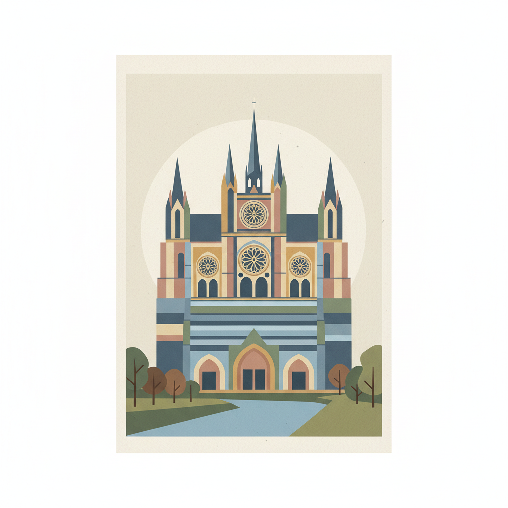 Amiens Cathedral — illustrated travel poster