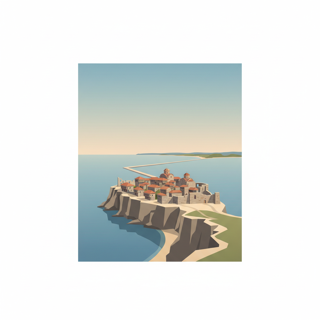 Ancient City of Nessebar — illustrated travel poster