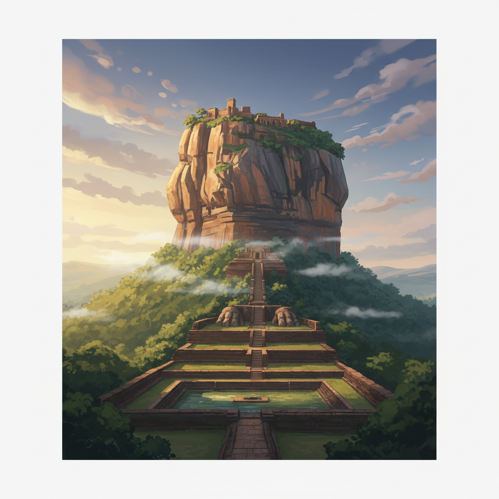 Ancient City of Sigiriya — illustrated travel poster