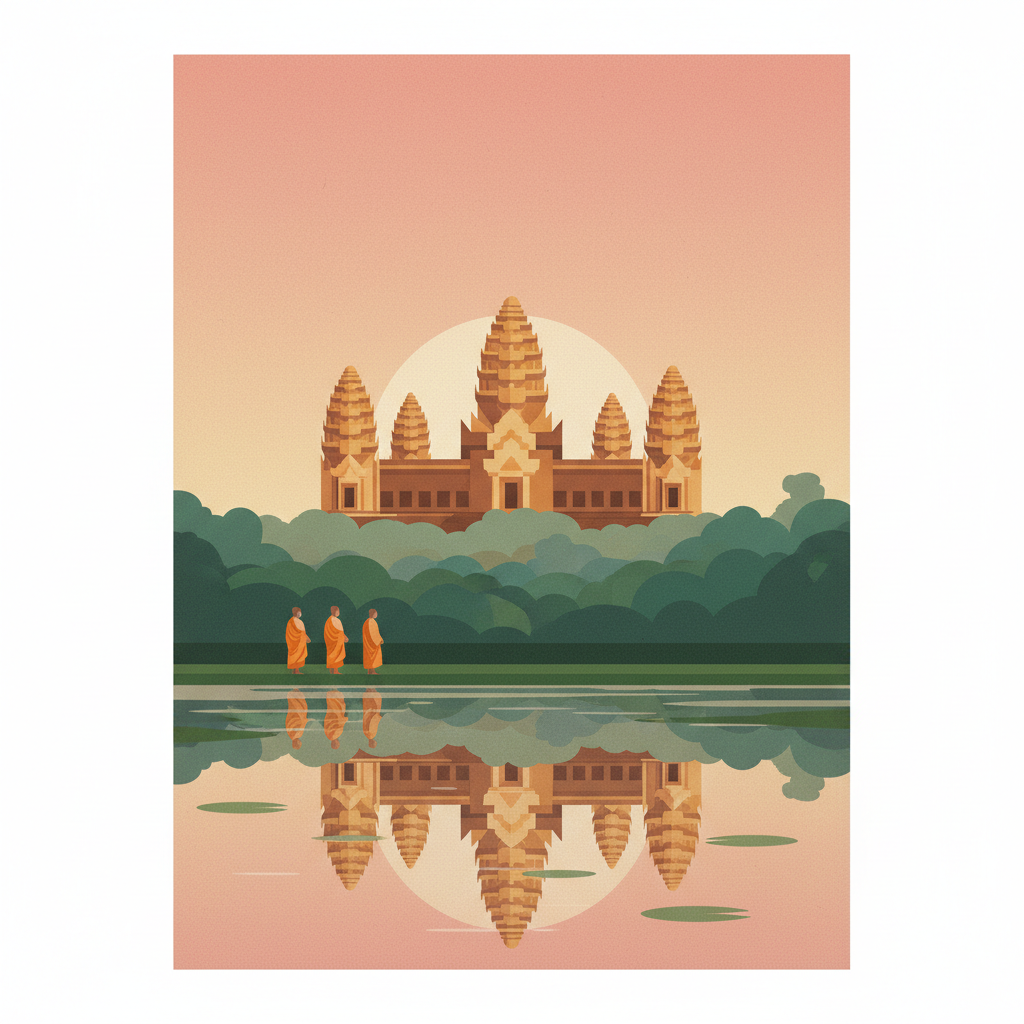 Angkor — illustrated travel poster
