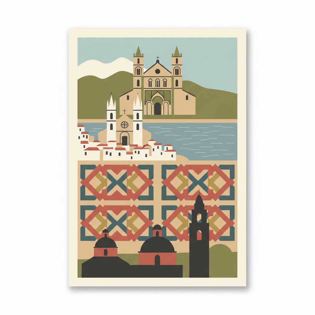 Arab-Norman Palermo and the Cathedral Churches of Cefalú and Monreale — illustrated travel poster