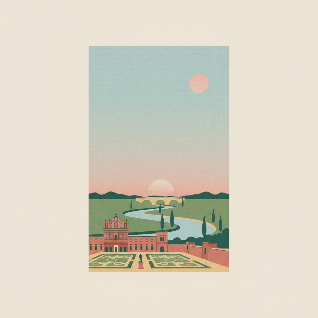 Aranjuez Cultural Landscape — illustrated travel poster
