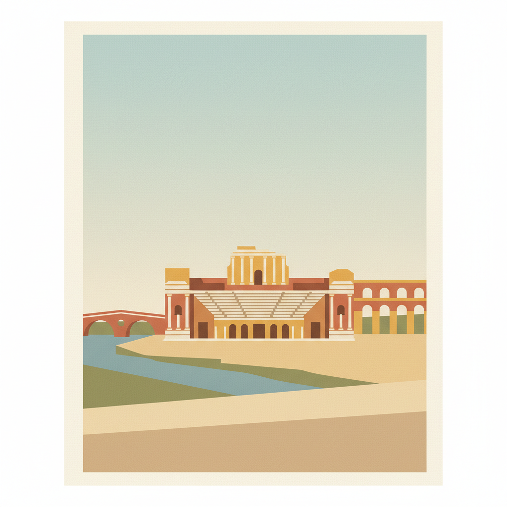 Archaeological Ensemble of Mérida — illustrated travel poster