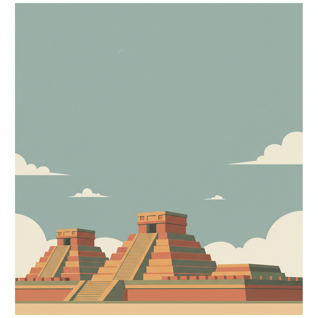 Archaeological Monuments Zone of Xochicalco — illustrated travel poster