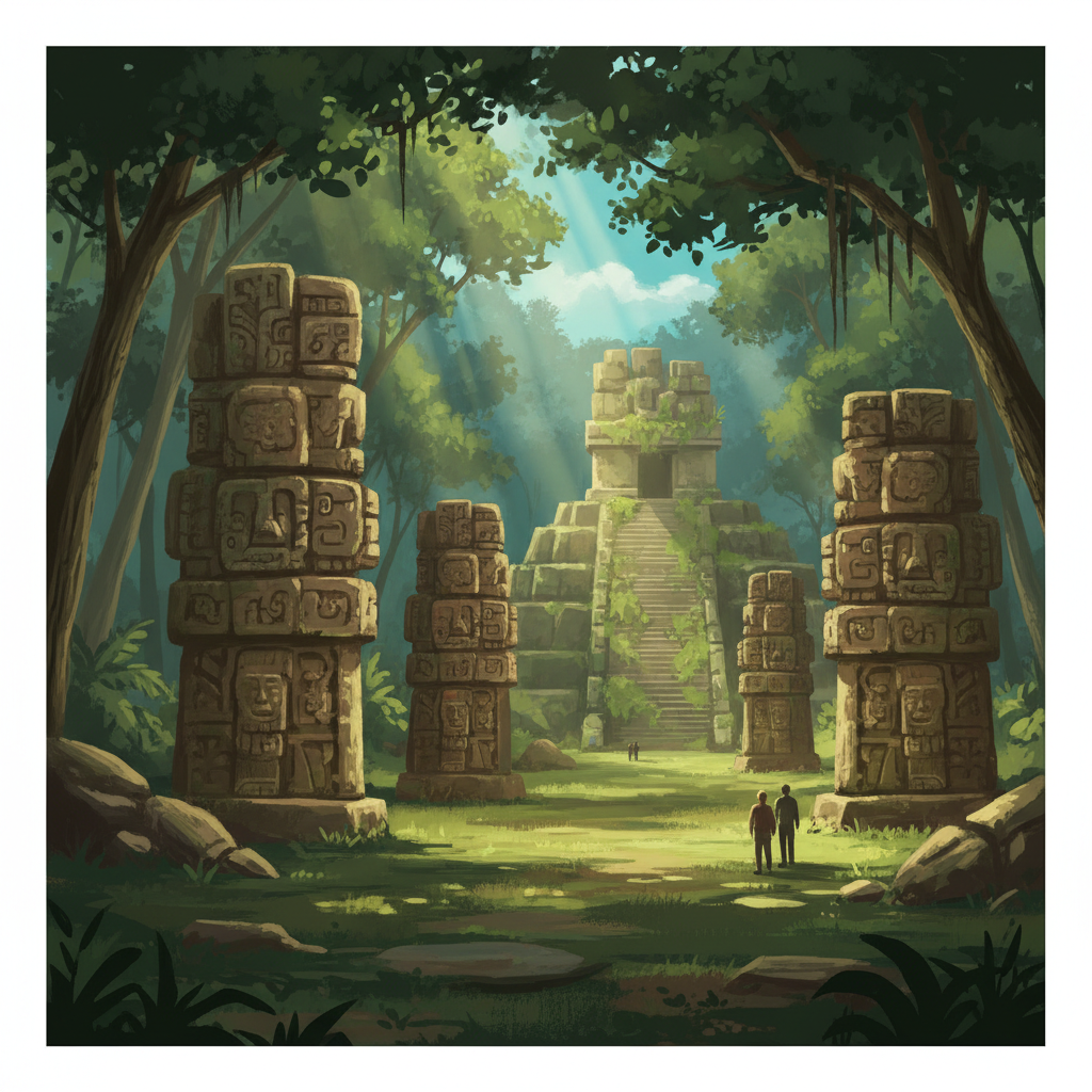 Archaeological Park and Ruins of Quirigua — illustrated travel poster