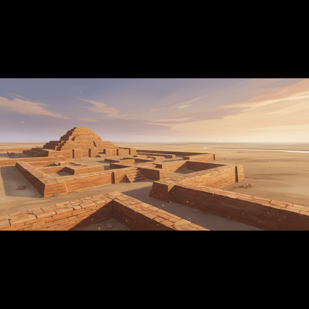 Archaeological Ruins at Moenjodaro — illustrated travel poster