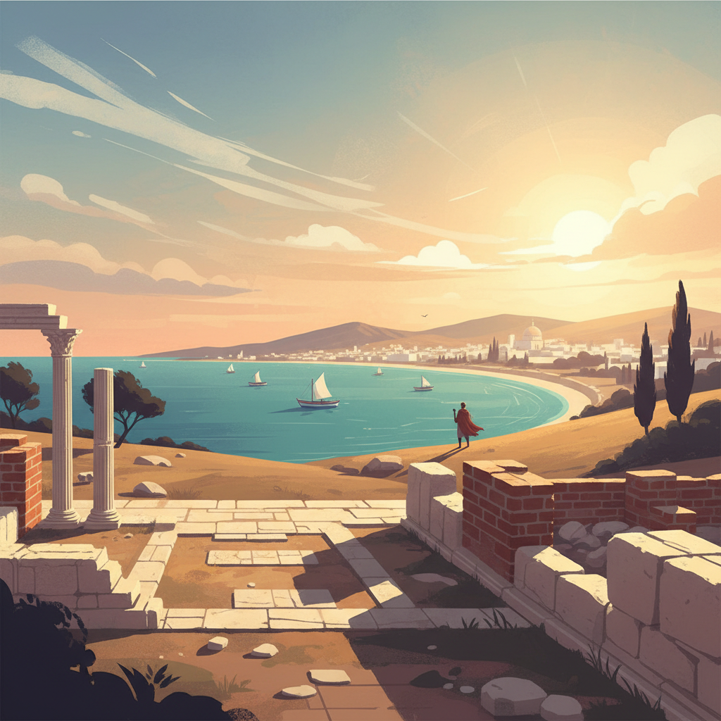 Archaeological Site of Carthage — illustrated travel poster