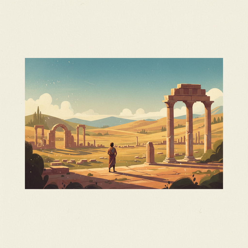 Archaeological Site of Cyrene — illustrated travel poster