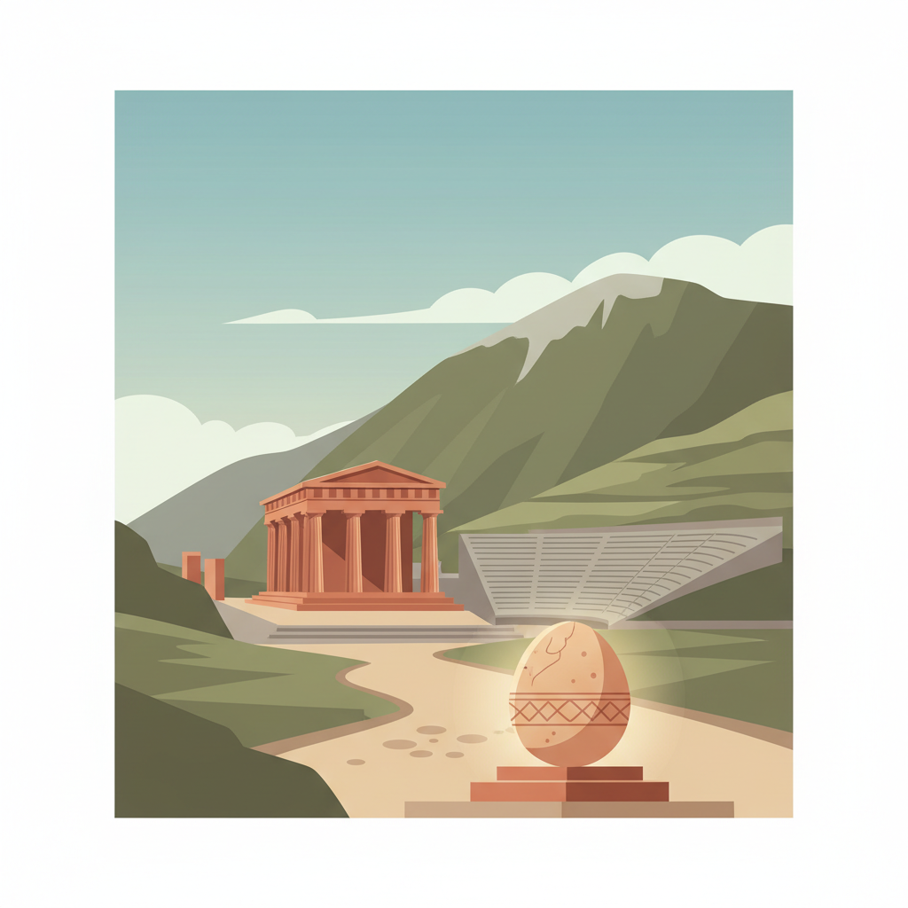Archaeological Site of Delphi — illustrated travel poster