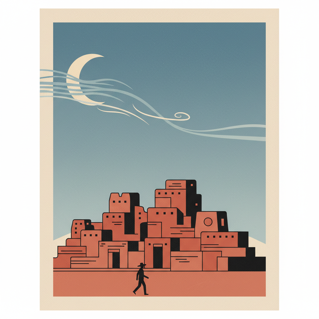 Archaeological Zone of Paquimé, Casas Grandes — illustrated travel poster