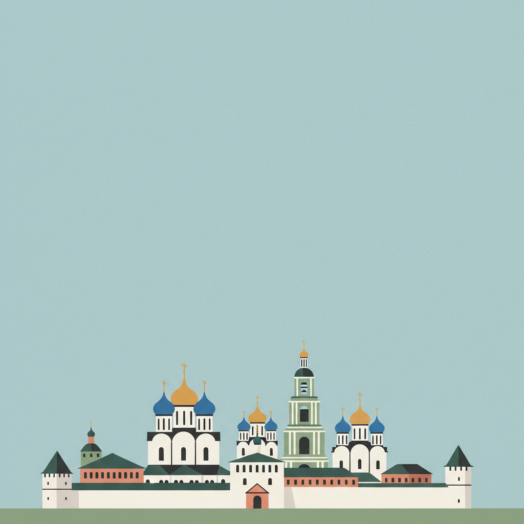 Architectural Ensemble of the Trinity Sergius Lavra in Sergiev Posad — illustrated travel poster