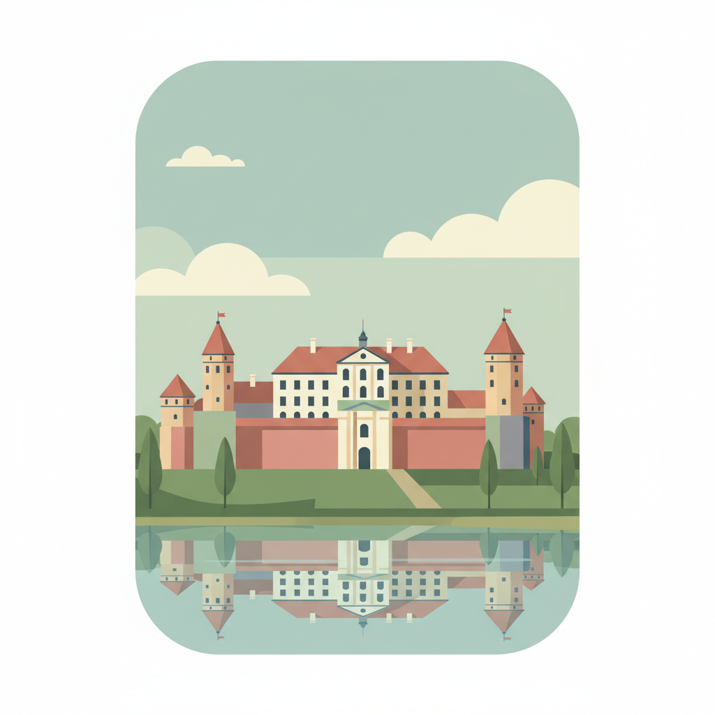 Architectural, Residential and Cultural Complex of the Radziwill Family at Nesvizh — illustrated travel poster