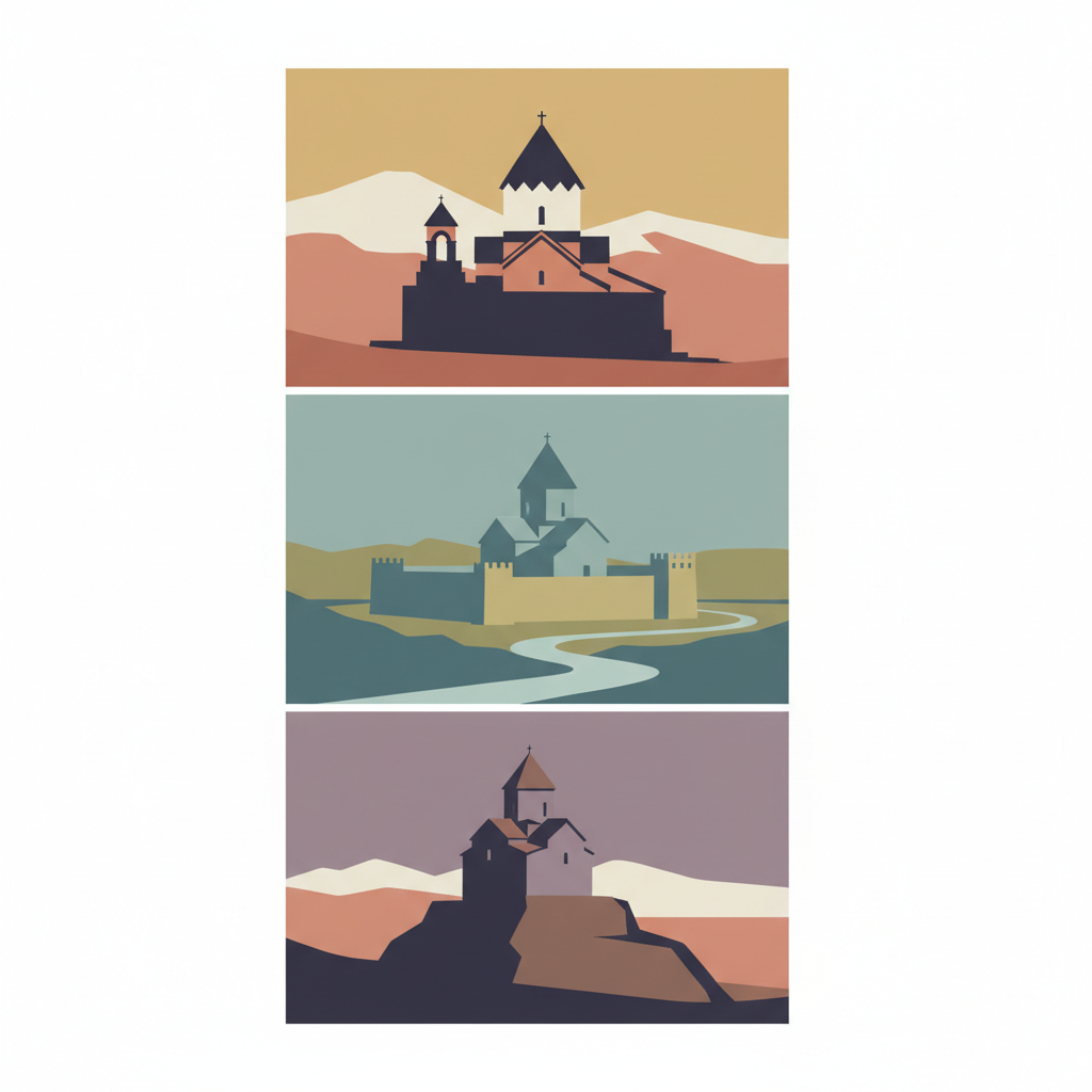 Armenian Monastic Ensembles of Iran — illustrated travel poster