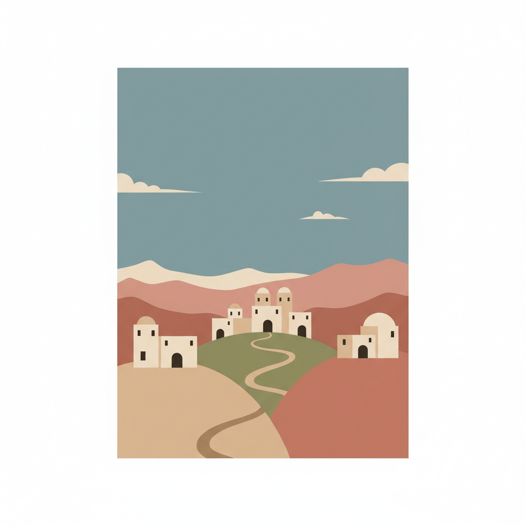 As-Salt - The Place of Tolerance and Urban Hospitality — illustrated travel poster