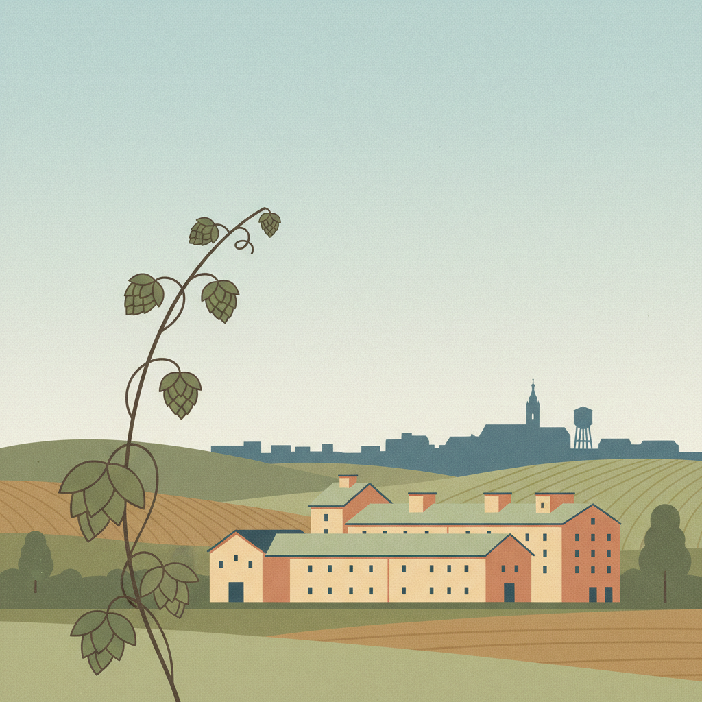 Žatec and the Landscape of Saaz Hops — illustrated travel poster