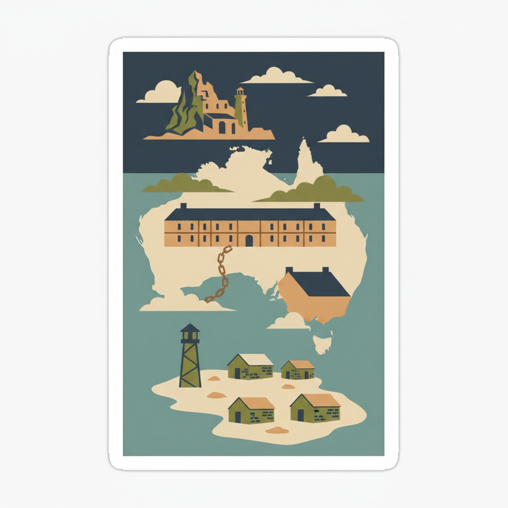 Australian Convict Sites — illustrated travel poster