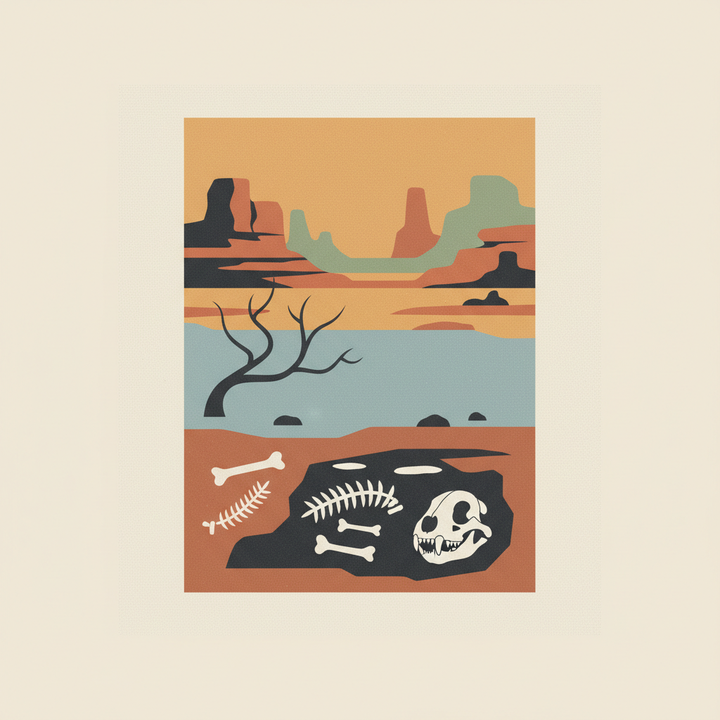 Australian Fossil Mammal Sites (Riversleigh / Naracoorte) — illustrated travel poster