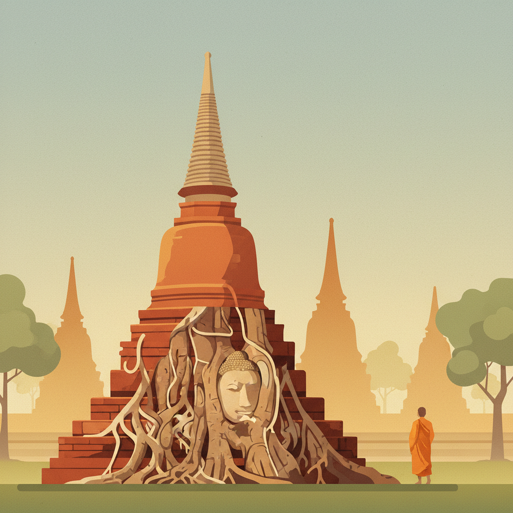 Ayutthaya — illustrated travel poster