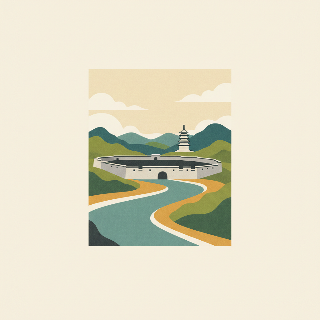 Baekje Historic Areas — illustrated travel poster