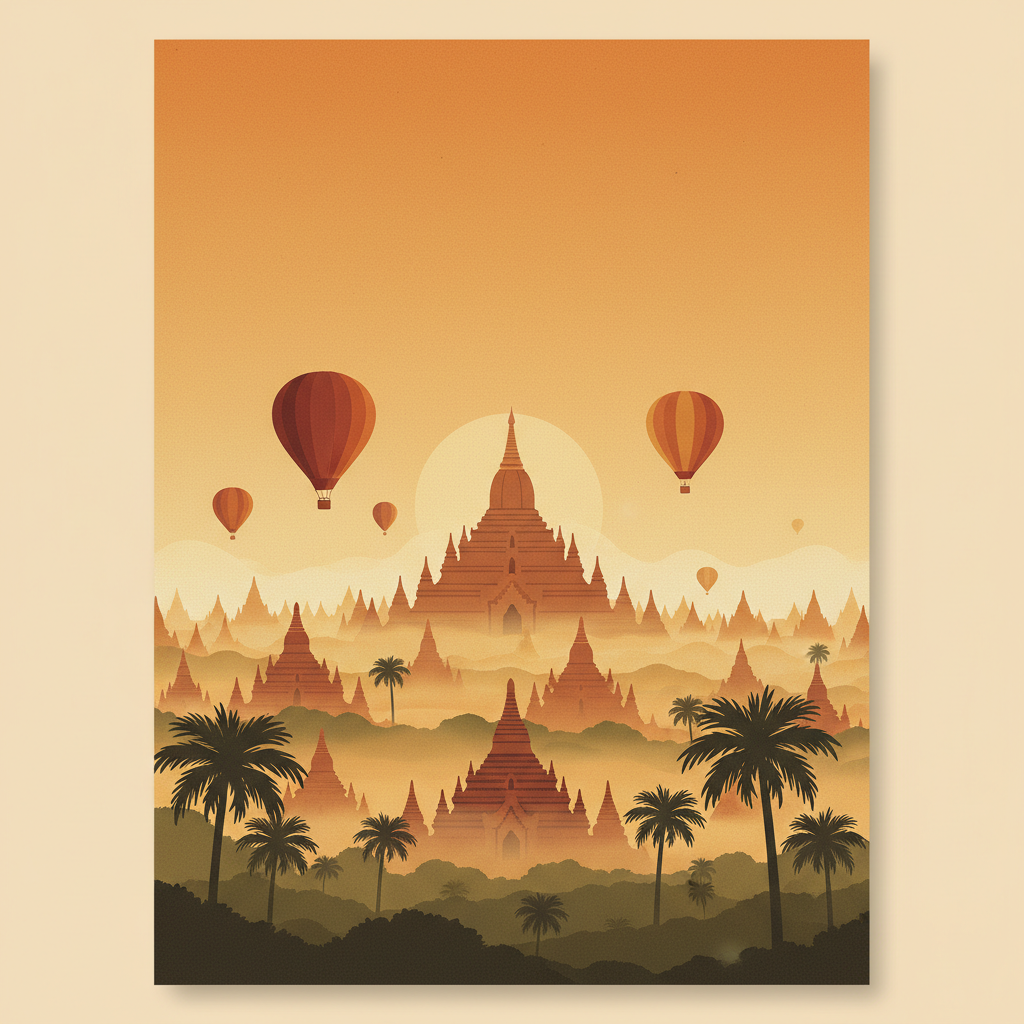 Bagan — illustrated travel poster
