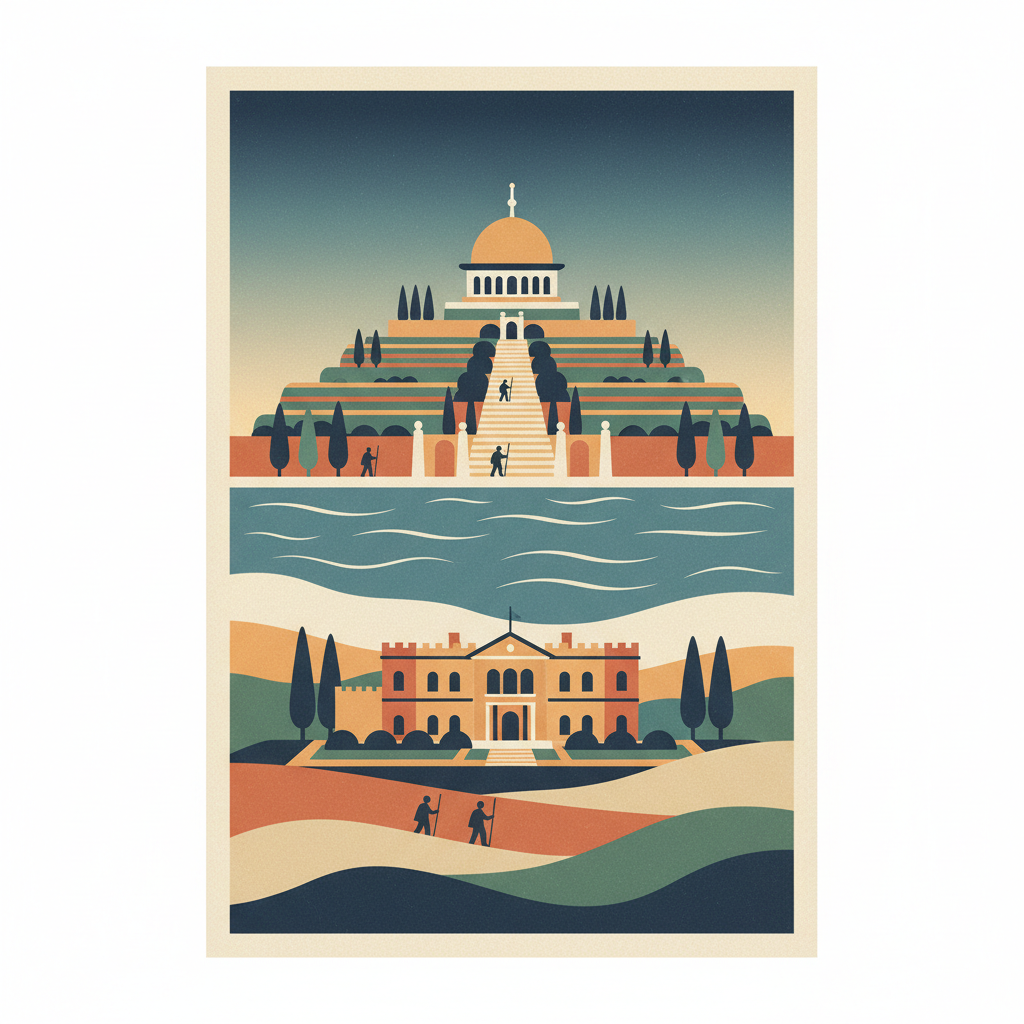 Bahá’i Holy Places in Haifa and the Western Galilee — illustrated travel poster