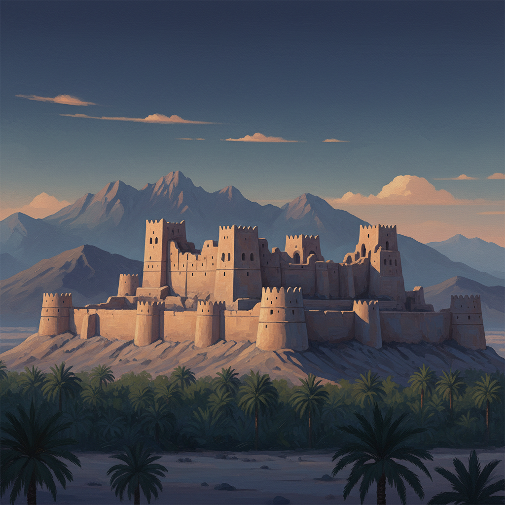 Bahla Fort — illustrated travel poster