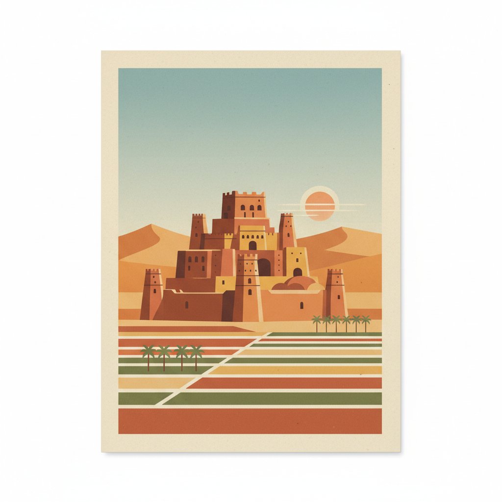 Bam and its Cultural Landscape — illustrated travel poster