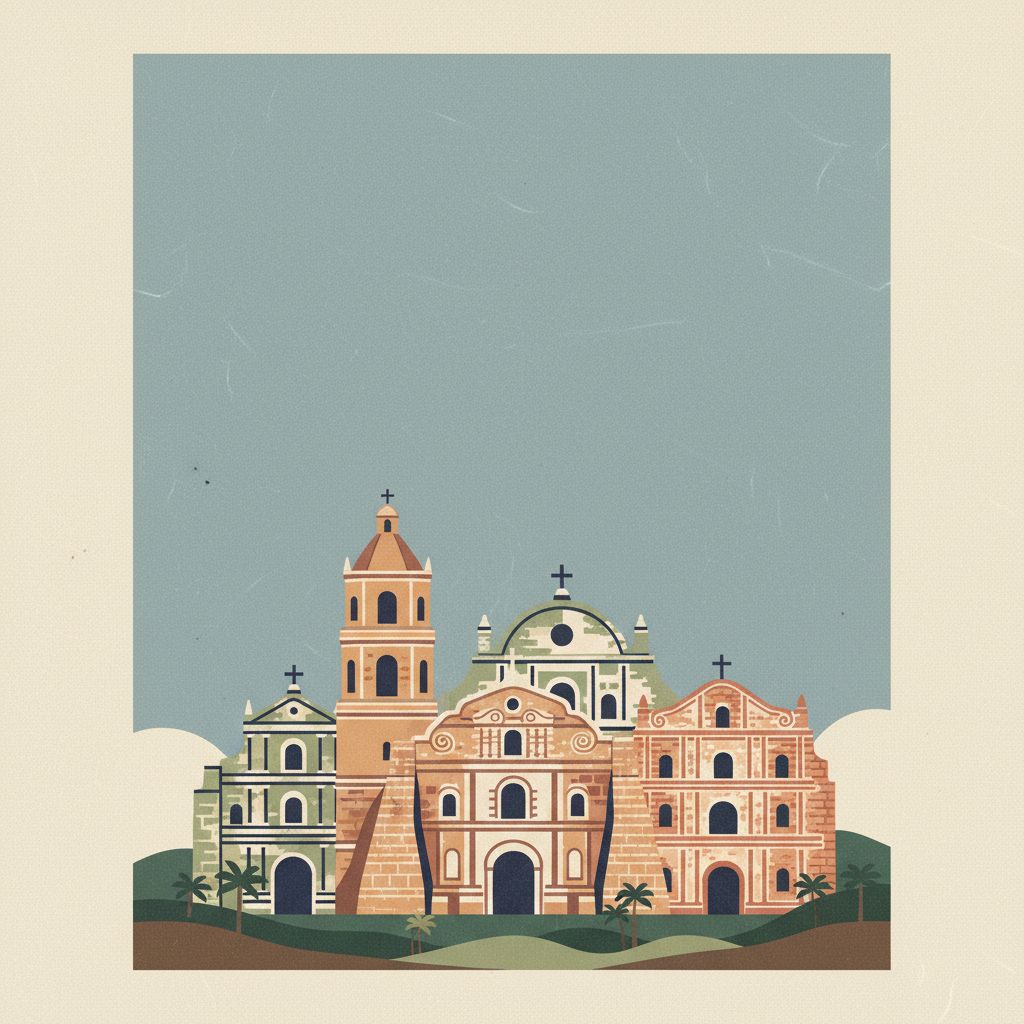 Baroque Churches of the Philippines — illustrated travel poster