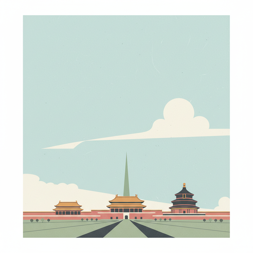 Beijing Central Axis: A Building Ensemble Exhibiting the Ideal Order of the Chinese Capital — illustrated travel poster