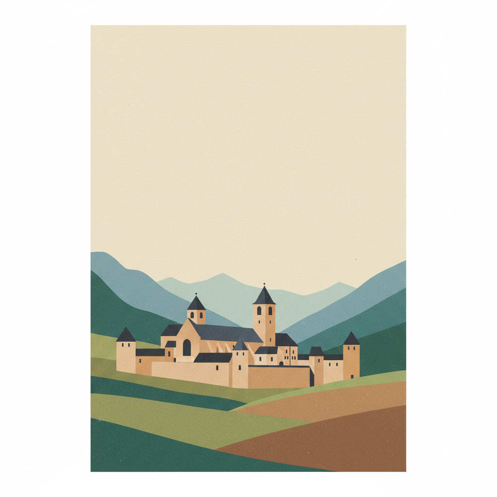 Benedictine Convent of St John at Müstair — illustrated travel poster