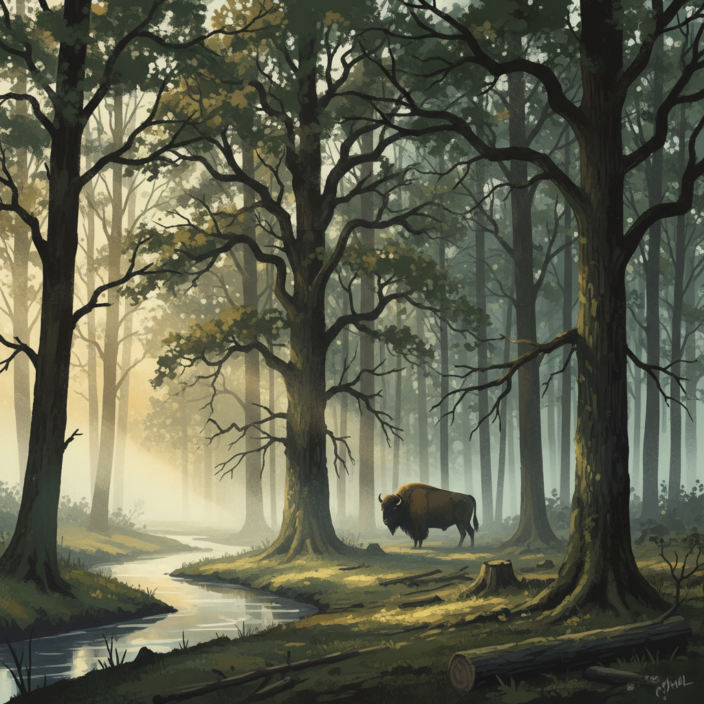 Białowieża Forest — illustrated travel poster