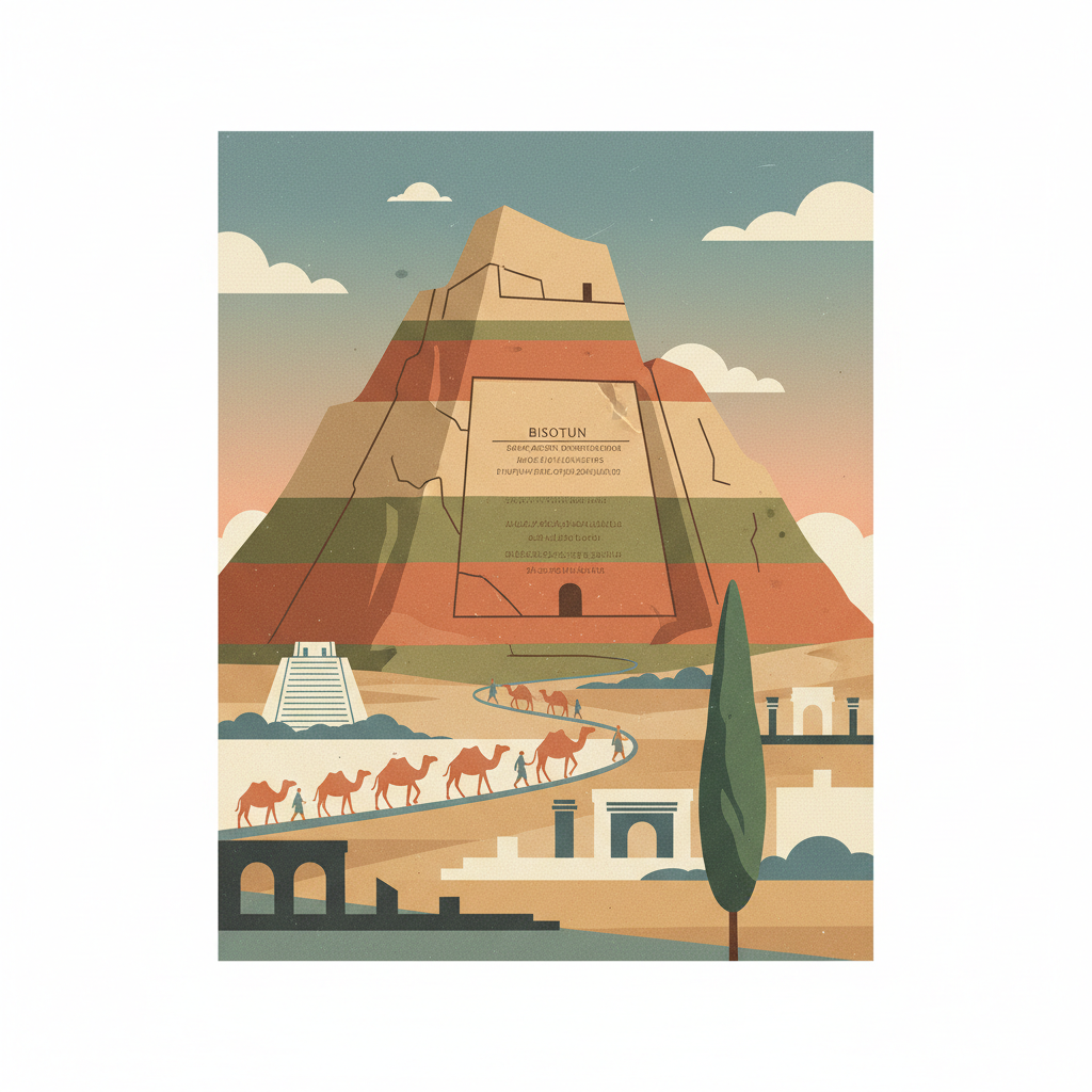 Bisotun — illustrated travel poster