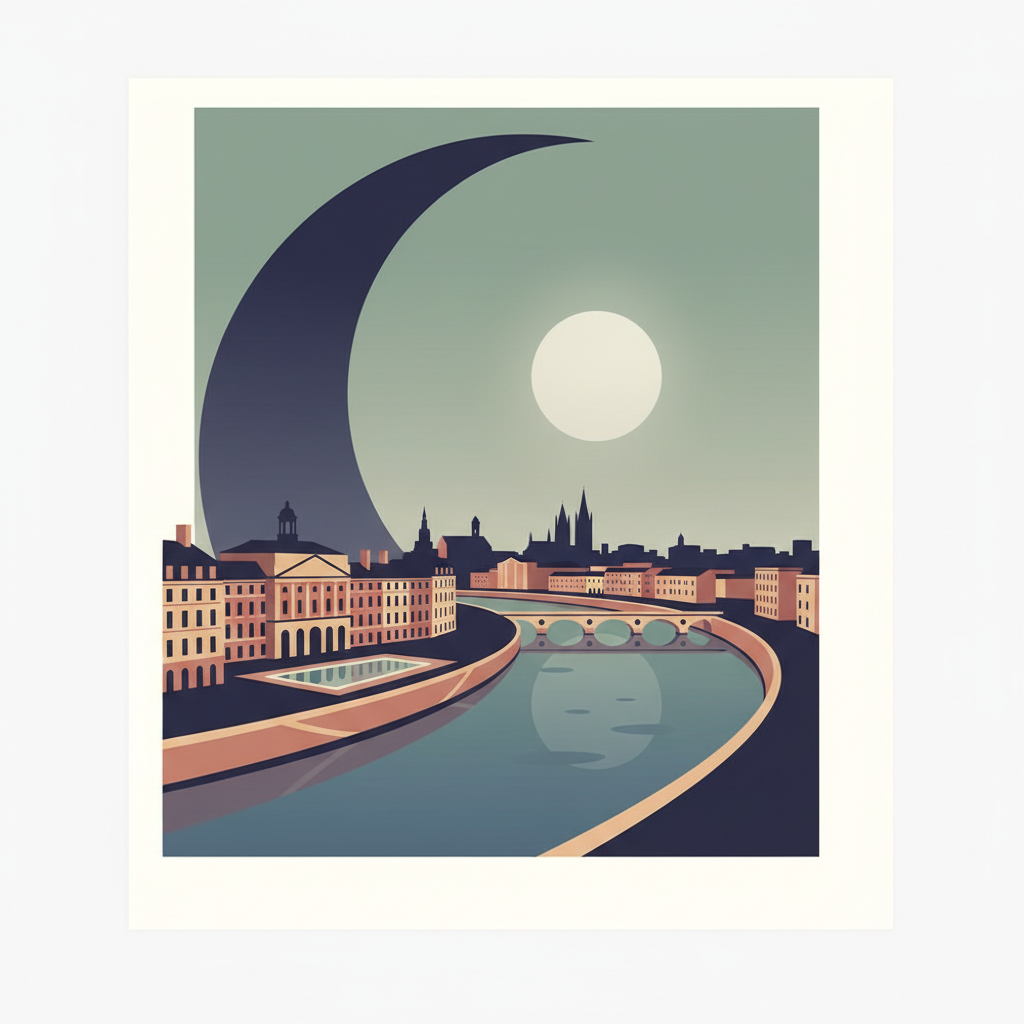 Bordeaux, Port of the Moon — illustrated travel poster