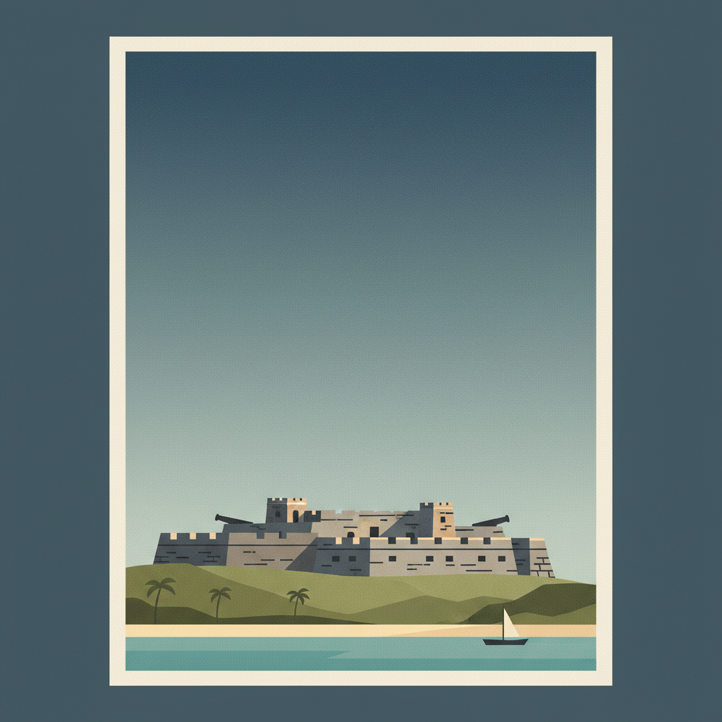 Brimstone Hill Fortress National Park — illustrated travel poster