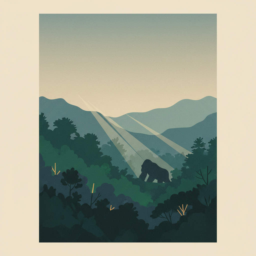 Bwindi Impenetrable Forest — illustrated travel poster