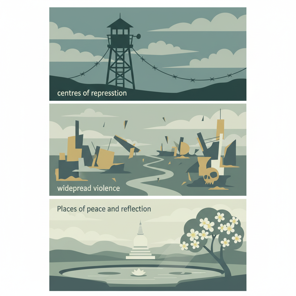 Cambodian Memorial Sites: From centres of repression to places of peace and reflection — illustrated travel poster