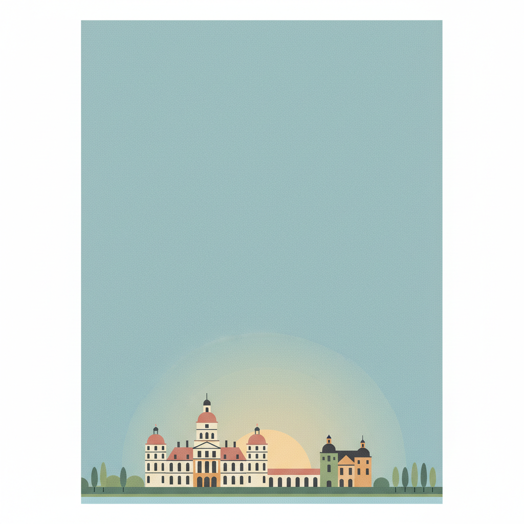 Castles of Augustusburg and Falkenlust at Brühl — illustrated travel poster