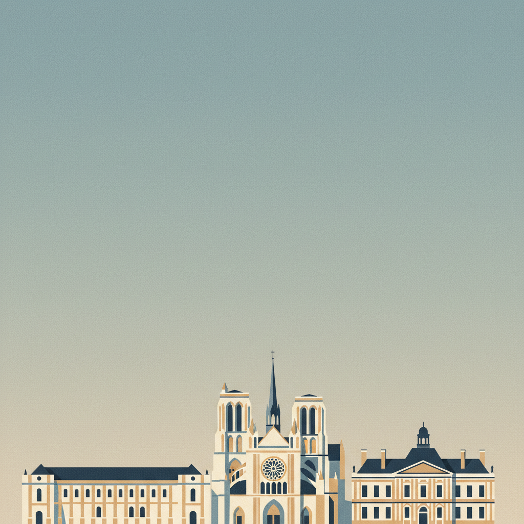 Cathedral of Notre-Dame, Former Abbey of Saint-Rémi and Palace of Tau, Reims — illustrated travel poster