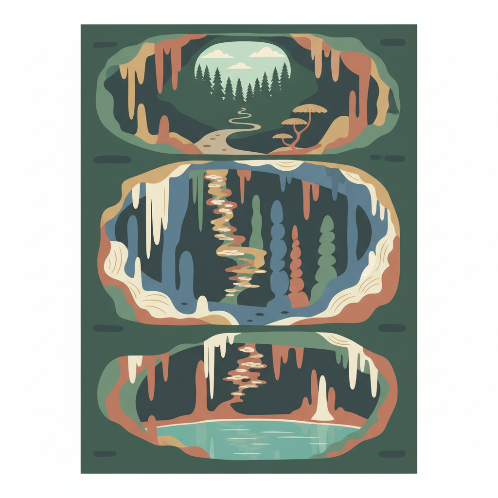 Caves of Aggtelek Karst and Slovak Karst — illustrated travel poster