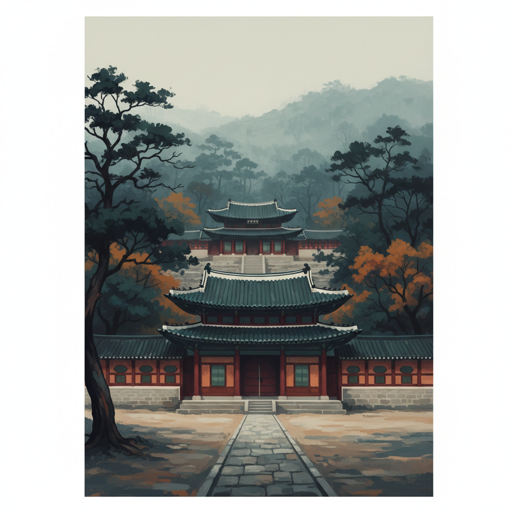Changdeokgung Palace Complex — illustrated travel poster