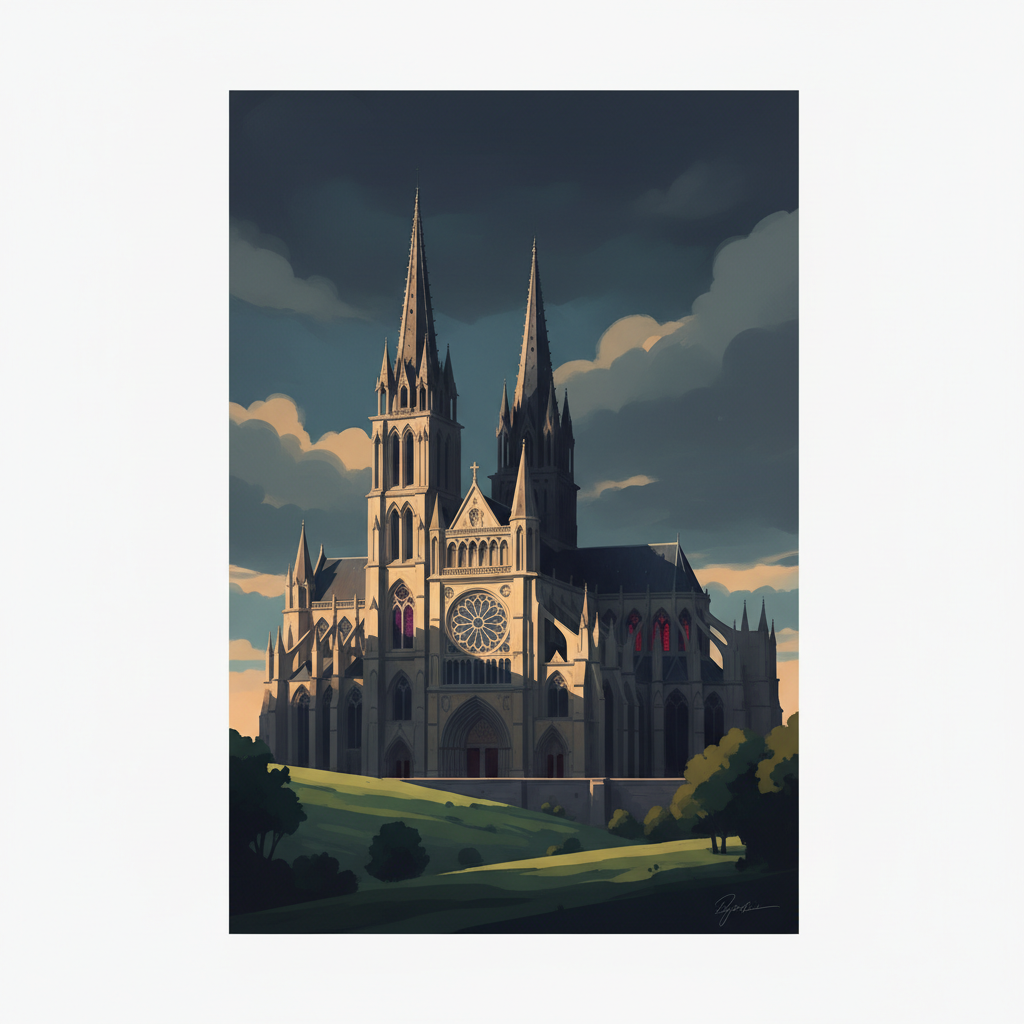 Chartres Cathedral — illustrated travel poster