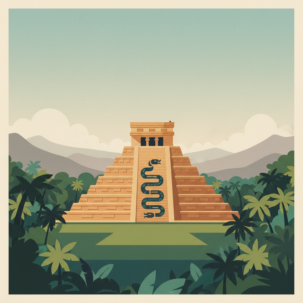 Chichén Itzá — illustrated travel poster