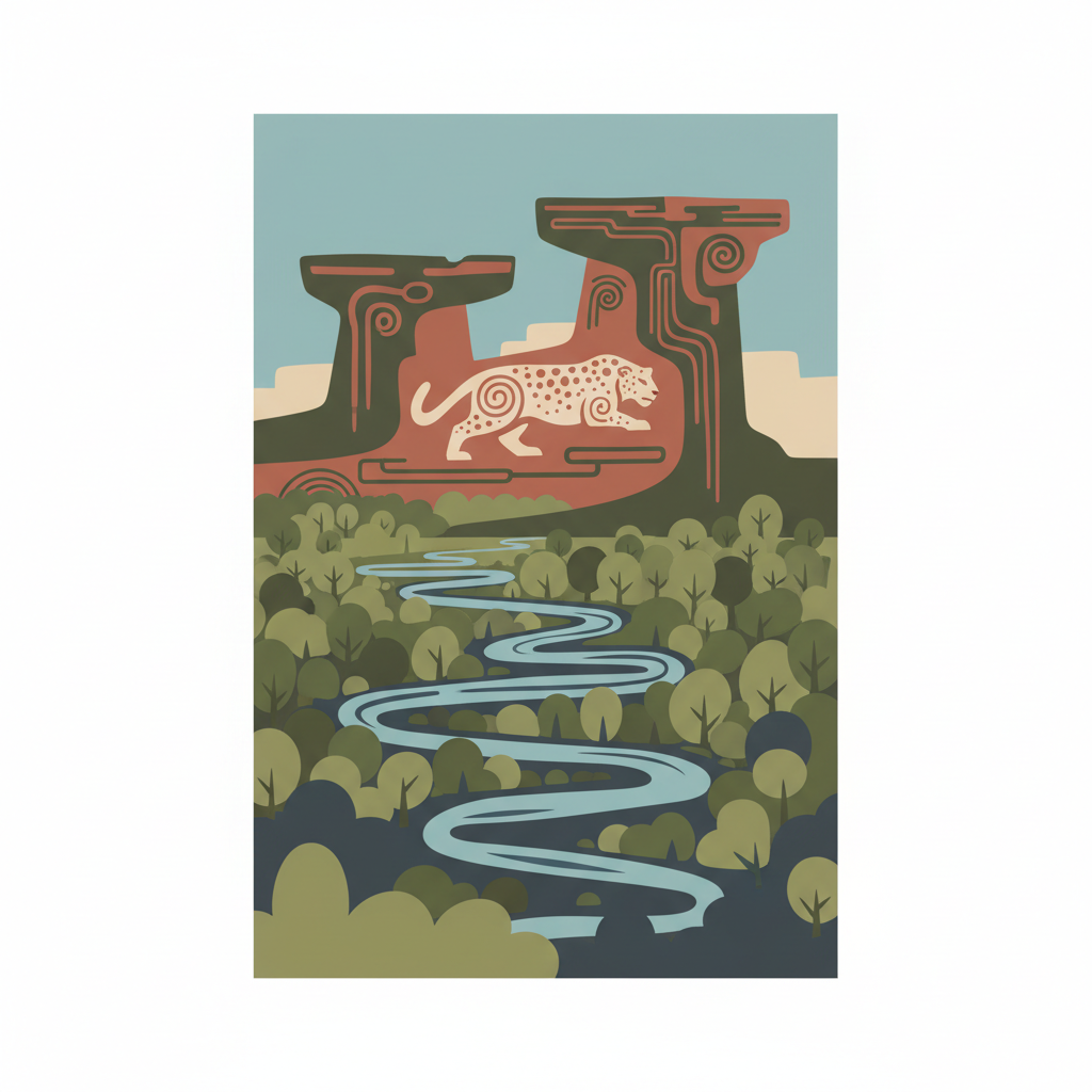 Chiribiquete National Park – “The Maloca of the Jaguar” — illustrated travel poster